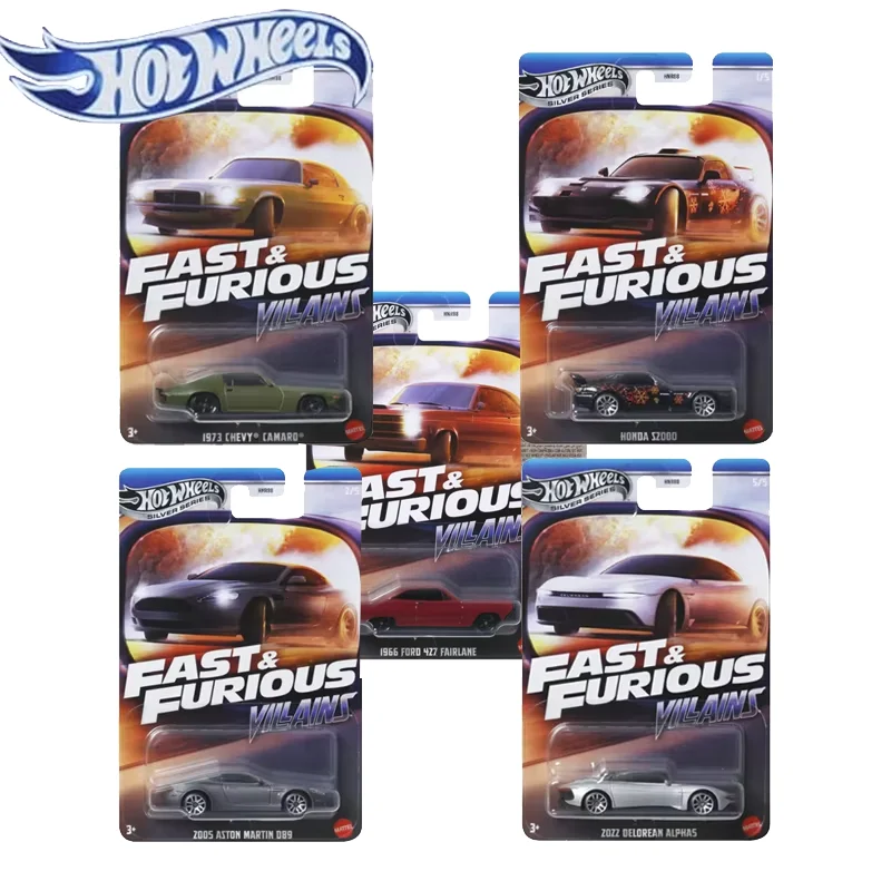 Mattel Hot Wheels 1/64 Fast & Furious: Villains Series 1966 Ford 427 Fairlane Delorean Alpha5 Honda S2000 Collectible Car Toys