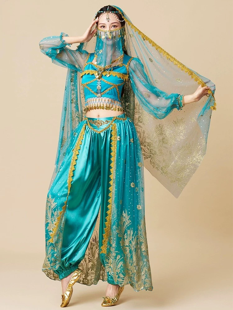 Princess Jasmine cos dancing dress Western Region dance Ji Indian dance performance costume long-sleeve suit