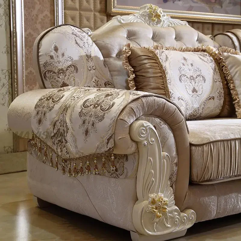 Luxury Europe Style Couch Modern Furniture Apartment Exquisite Embroidery Removable Washable American Stylish Living Room Sofa