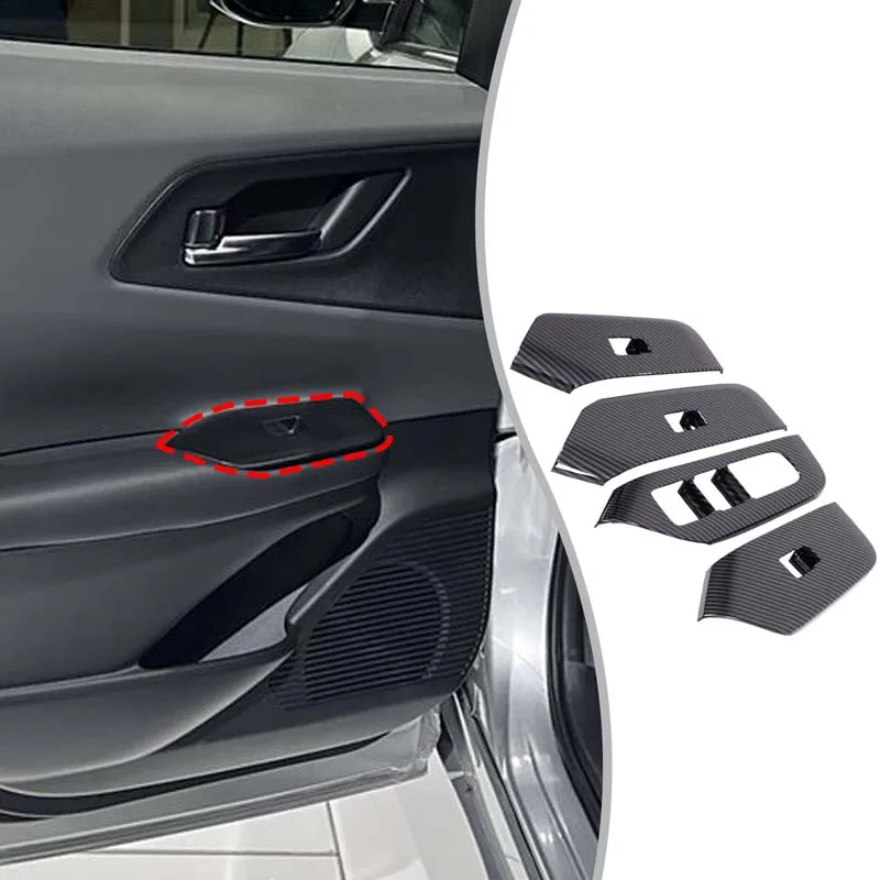 

4piece set ABS carbon fiber For Toyota Prius 60 Series 2023+ car glass lift button frame decorative sticker interior accessories