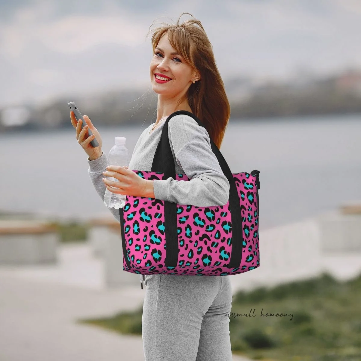 Bolso de viaje con estampado de leopardo para mujer, bolsa de viaje personalizada con correa para el hombro, bolsa deportiva para gimnasio, bolsa de noche