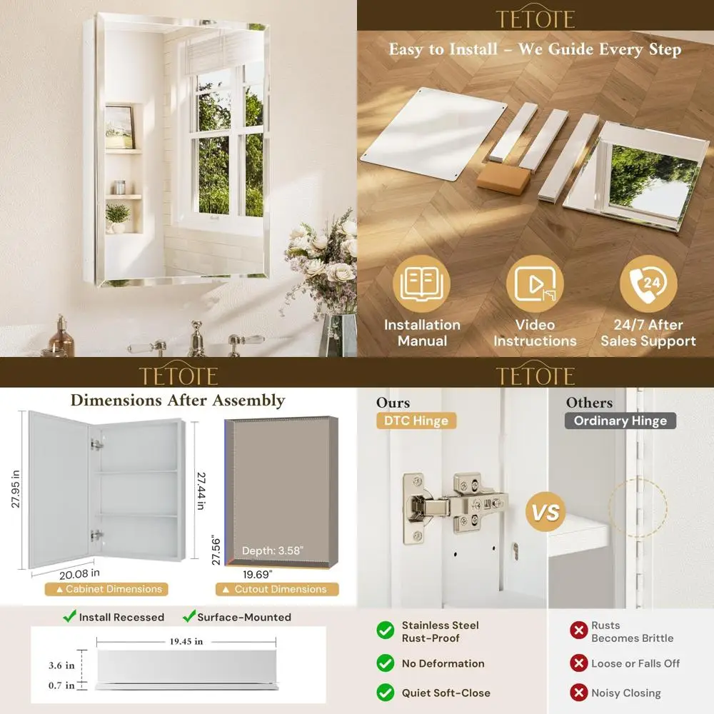 JSB No Assembly Folding Bookshelf, 4 Tier Industrial Metal Book Shelf for Storage, Vintage Wood Foldable Bookcase for Living Roo