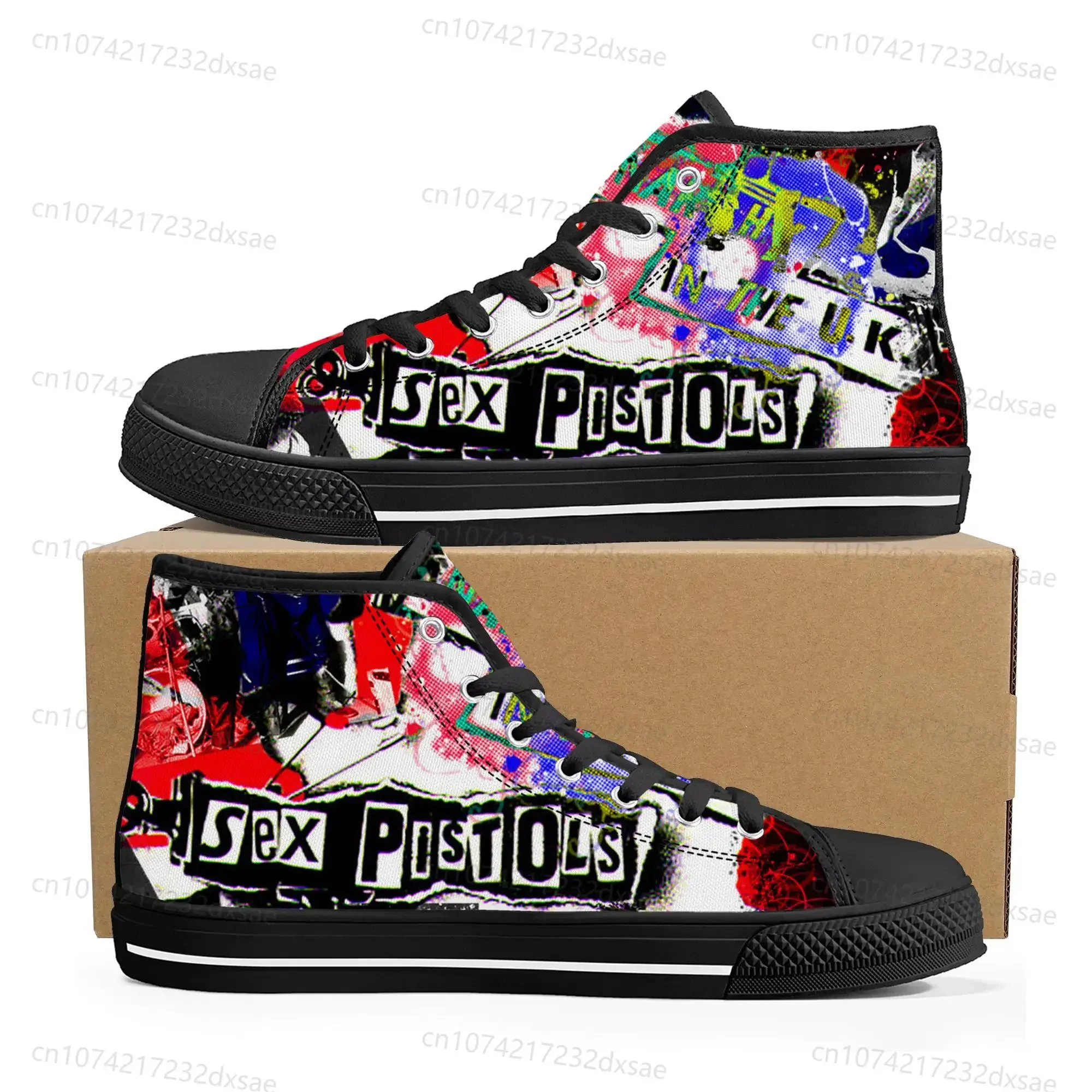 Sex Pistols Punk Rock Band High Top High Quality Sneakers Men Women Teenager Canvas Sneaker Casual Couple Shoes Custom Shoes