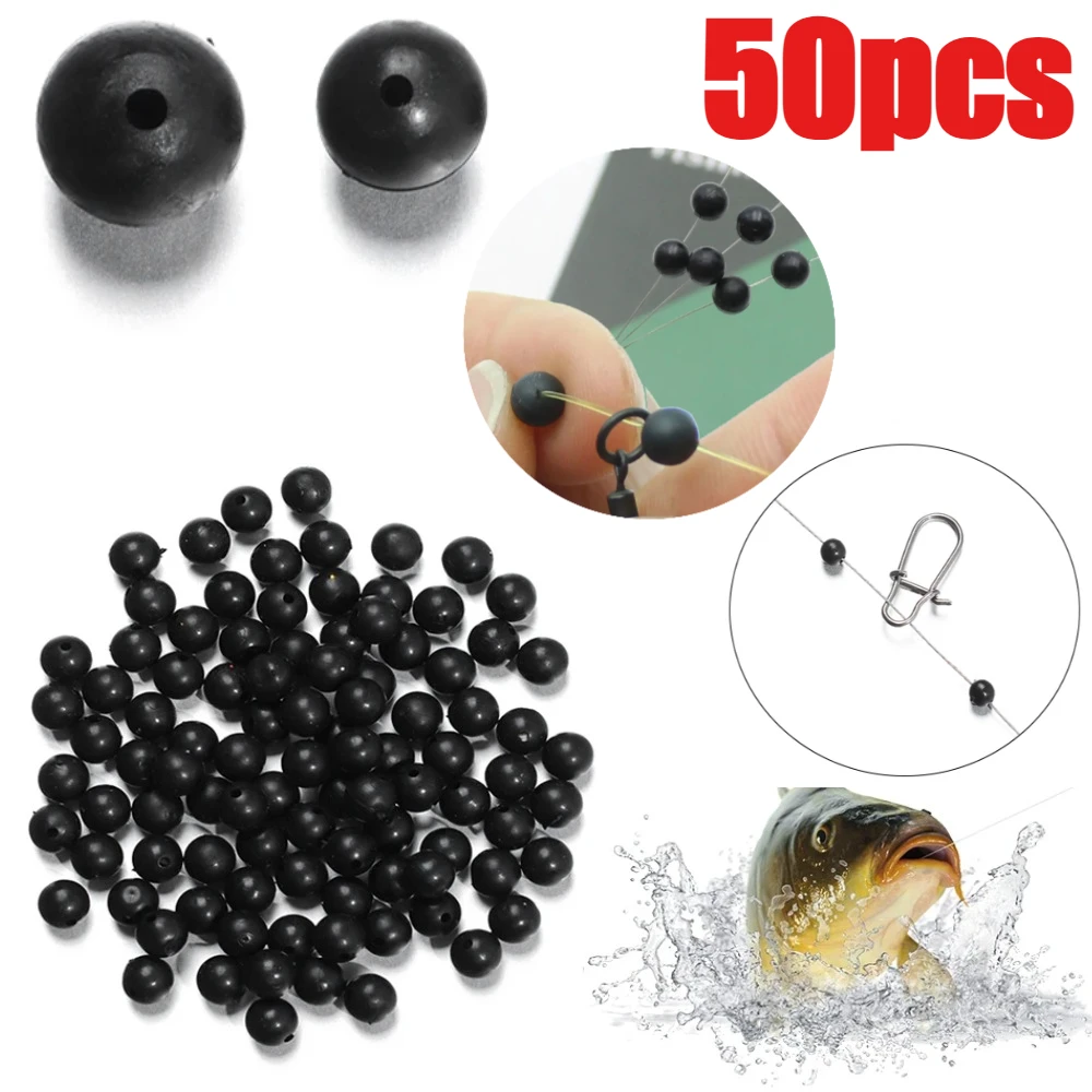 Cuentas de silicona negras 6mm y 8mm para aparejos de pesca - imagen 2