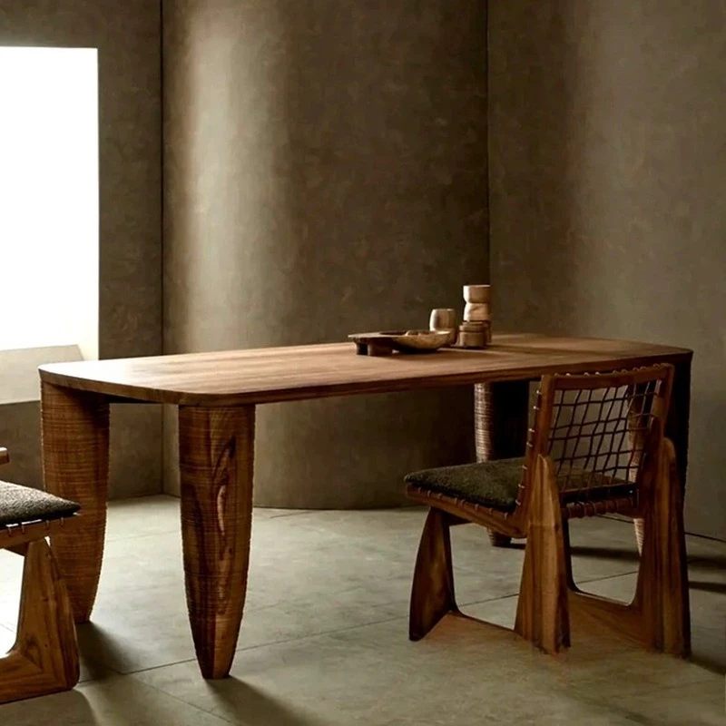 

Средневековый обеденный стол из цельного дерева ваби, креативная личность, прямоугольный письменный стол, ретро-арт, длинный стол для проживания в семье