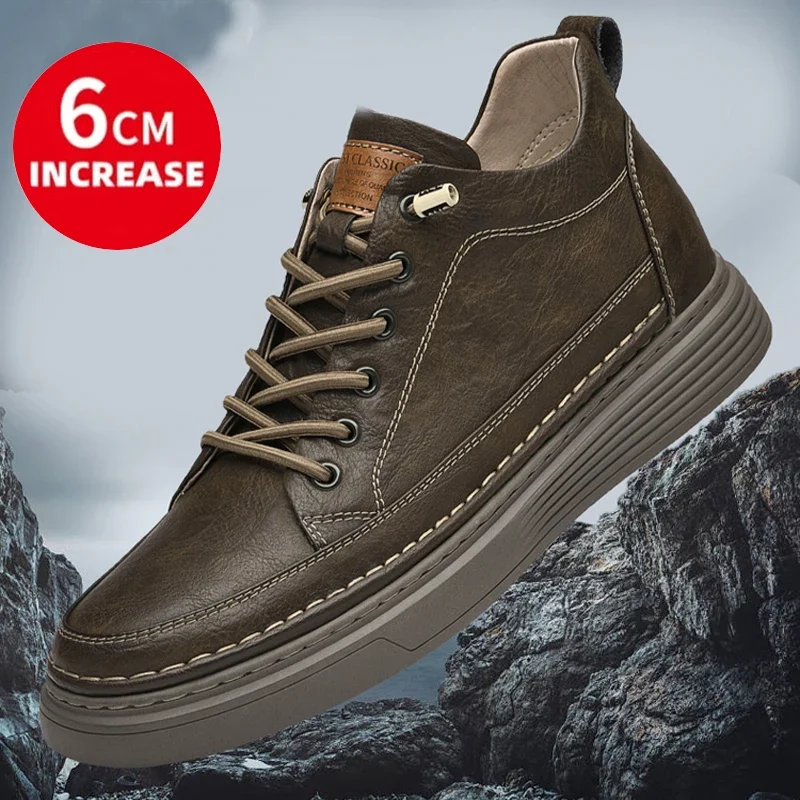 Aumentar 6cm primavera sapatos masculinos designer sapatos esportivos homens aumento interno simples tênis juventude confortável elevador sapato masculino