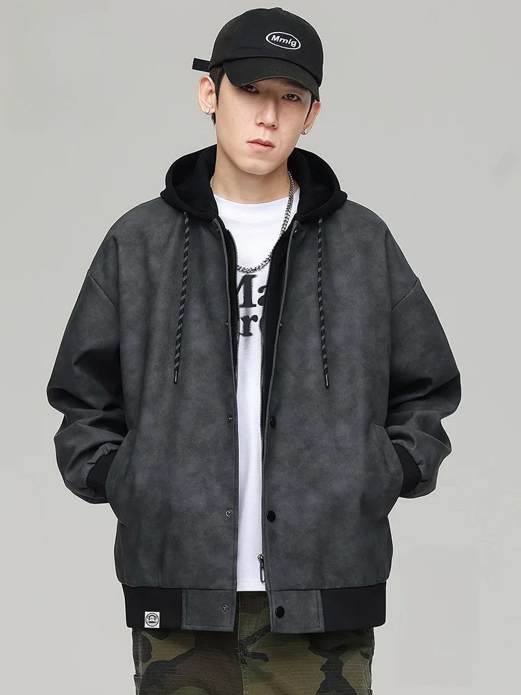 

Мужская осенняя куртка Paul Frank American Style свободного кроя с капюшоном, имитация двухслойной верхней одежды, модный городской стиль жизни