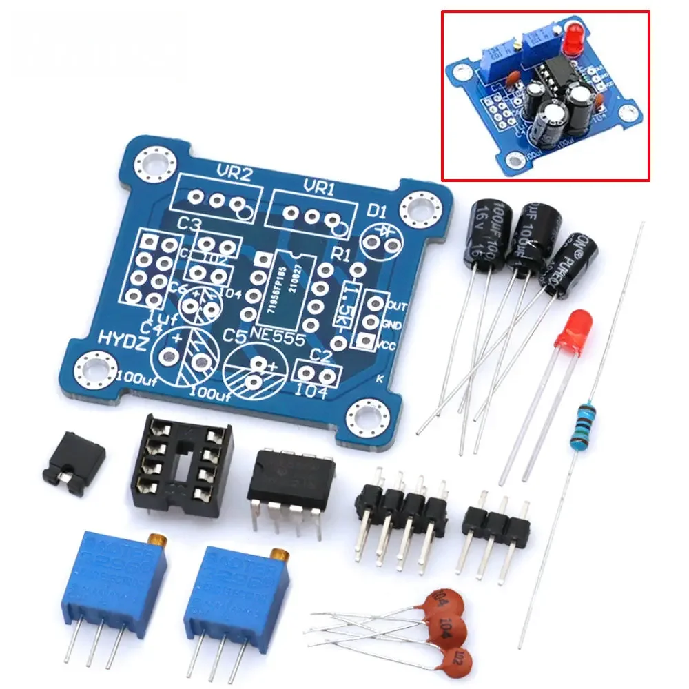 NE555 Adjustable Duty Cycle & Frequency Pulse Generator Module - DIY Square Wave Oscillator & Signal Starter Kit