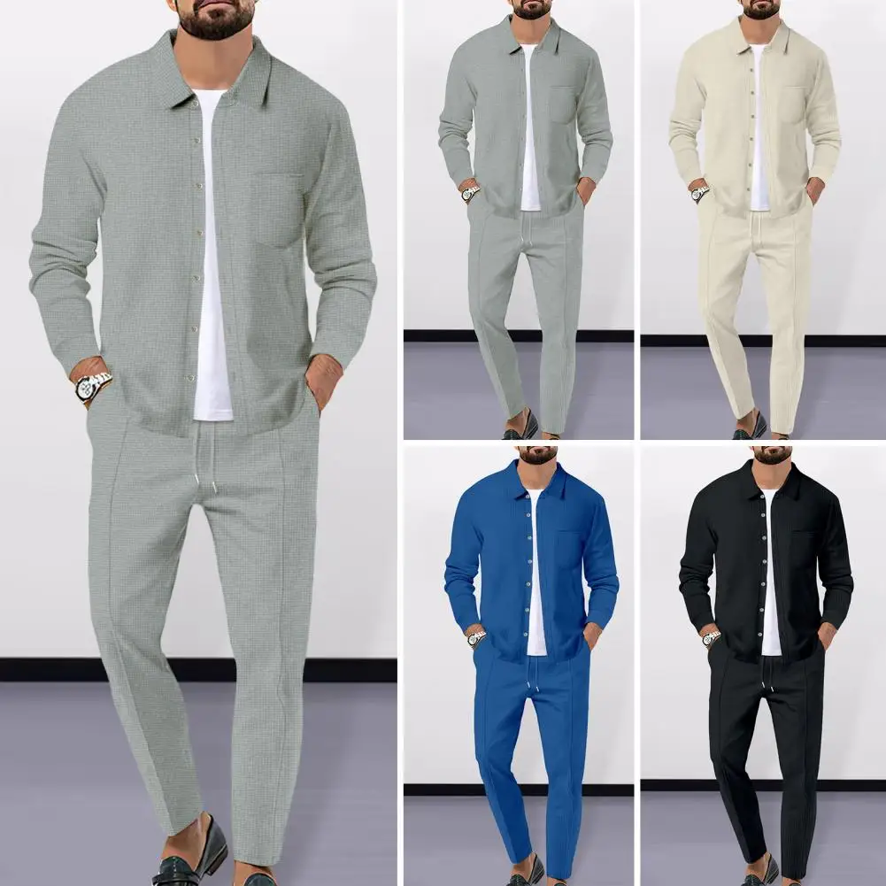 Men's Two-piece Casual Long-sleeved Shirt Lace-up Pants Spring And Fall Men's Tracksuit