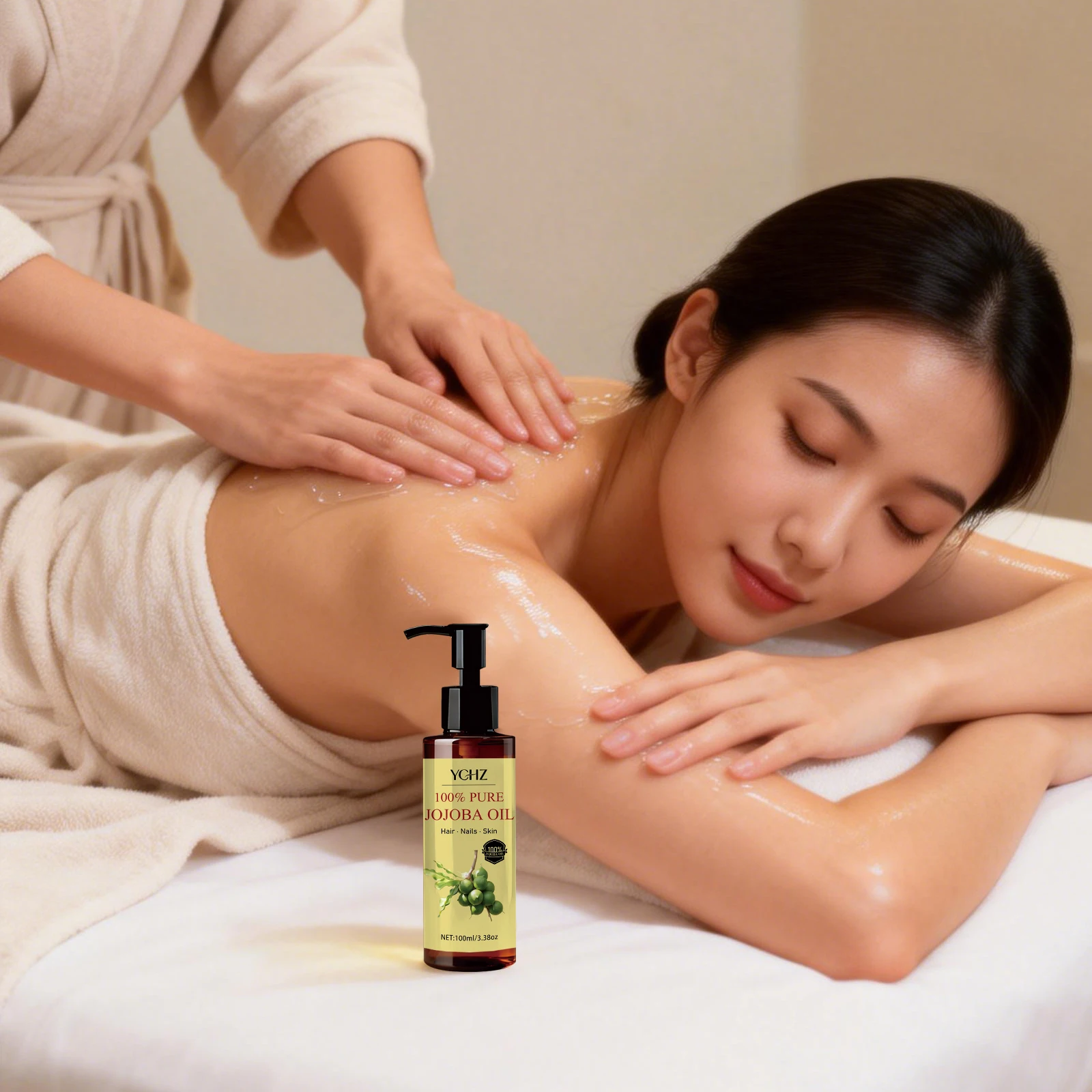 Jojoba Oil—Pure Natural Skin Care and Hair Care Product, Moisturizes the Skin, Nourishes the Scalp and Hair. Suitable for the Face, Neck, Hair, Hands, Feet, and Body, Can Be Used for Massage, Skin Care, and Eyelash Care. view 2