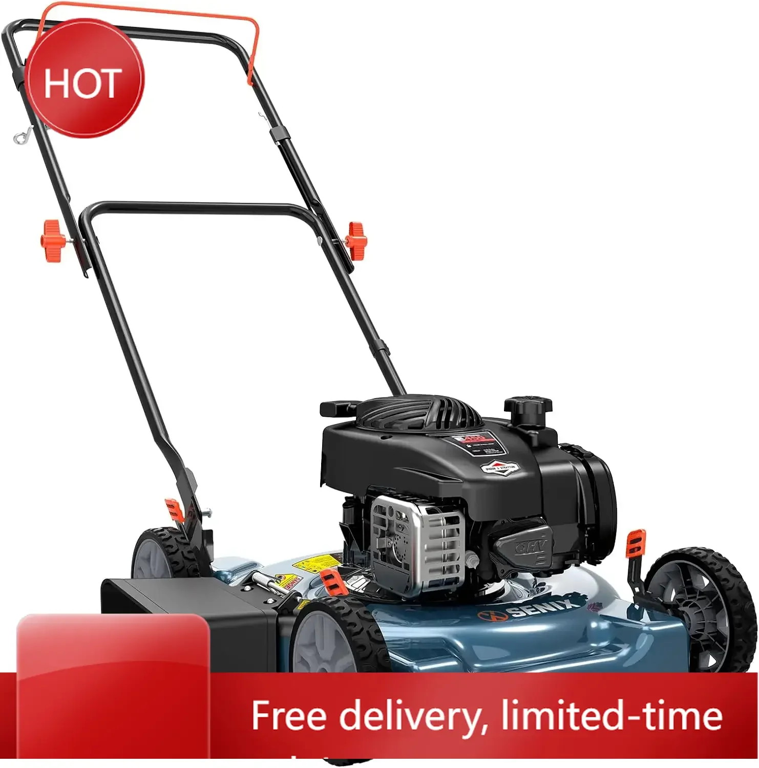 

Горячая распродажа: Настраиваемая 20-дюймовая газонокосилка с двигателем Briggs & Stratton 125 куб. см, 4-тактный, боковой выброс, 5-позиционная рукоятка, одно колесо.