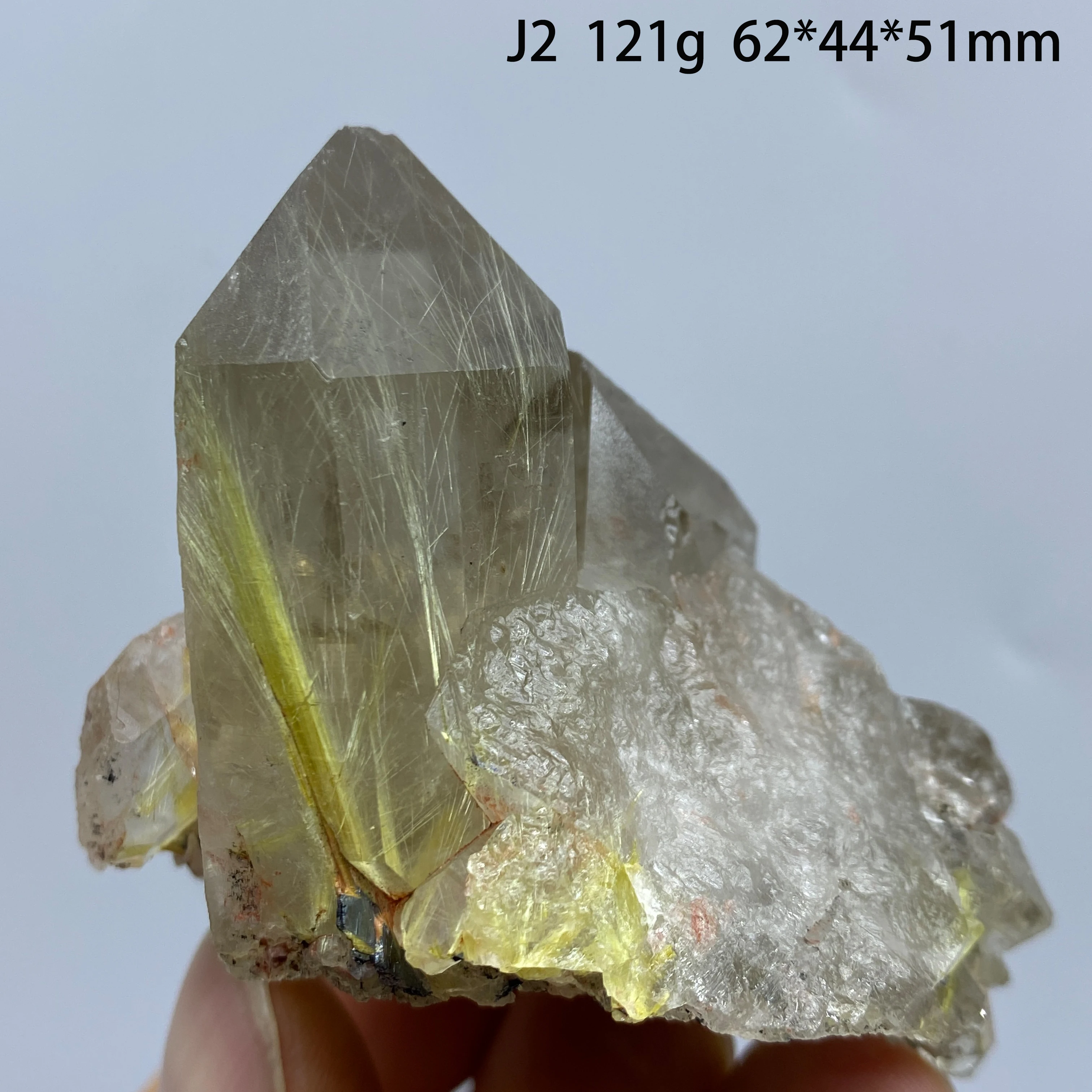 Natural Brazilian Gold Rutilated Quartz Specimen Gold Hair Crystal With Specular Hematite Symbiosis Raw Mineral Collection Stone