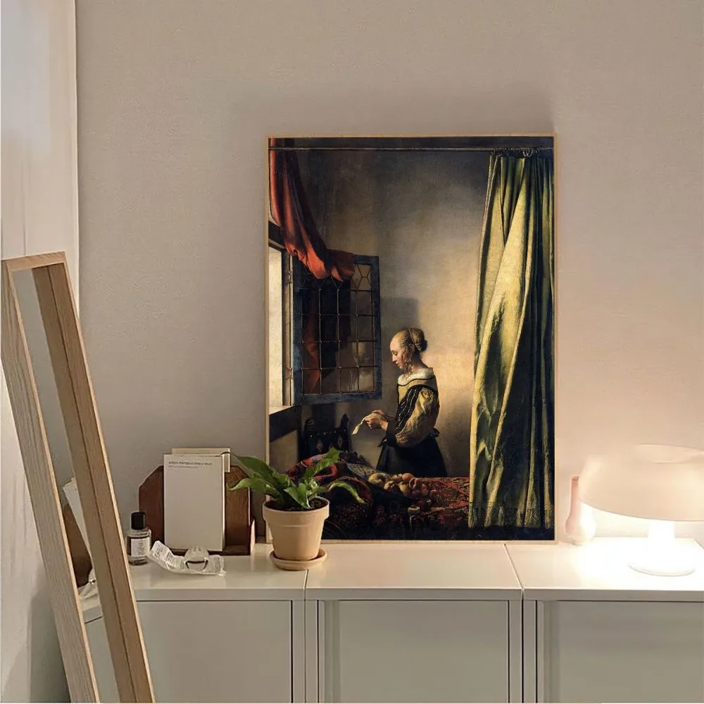 Plakat Johannes Vermeer bez oprawionych Kraft Bar papier Vintage plakat na ścianę artystyczny obraz naklejki do sypialni