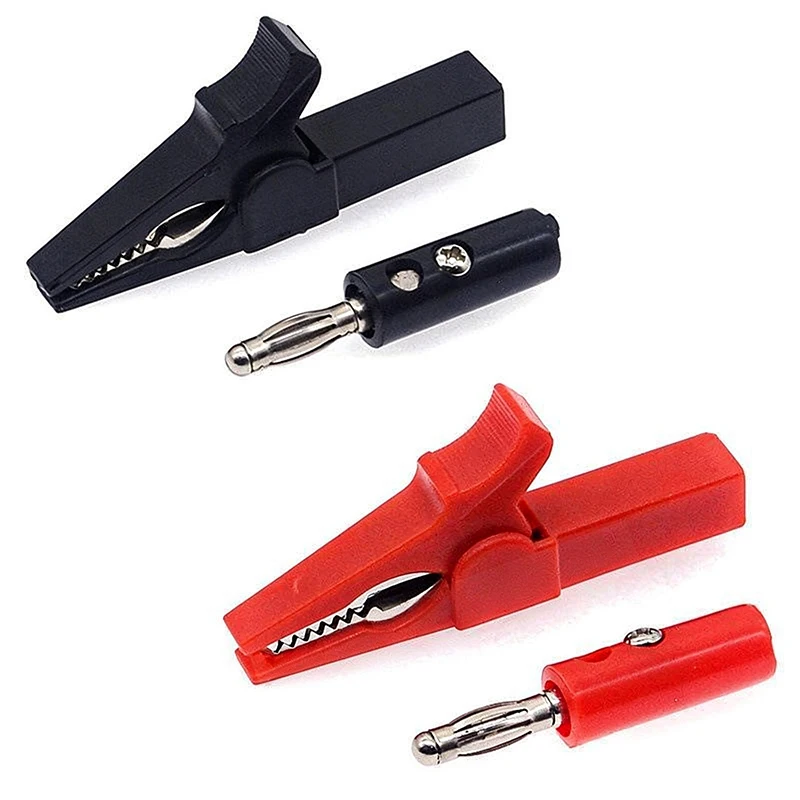 4Pcs/set Insulated Alligator Clips With Banana Plug For Electrical Testing Circuit Repair And DIY Projects