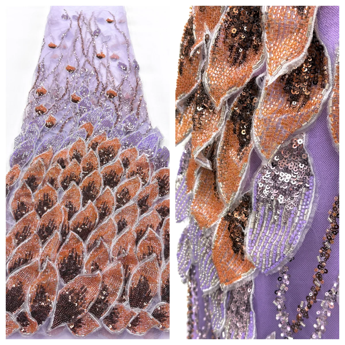 Luxury African Beaded Lace Fabric High Quality Beads 3d Embroidery French Tulle Laces 5 Yards for Nigerian Wedding Dress