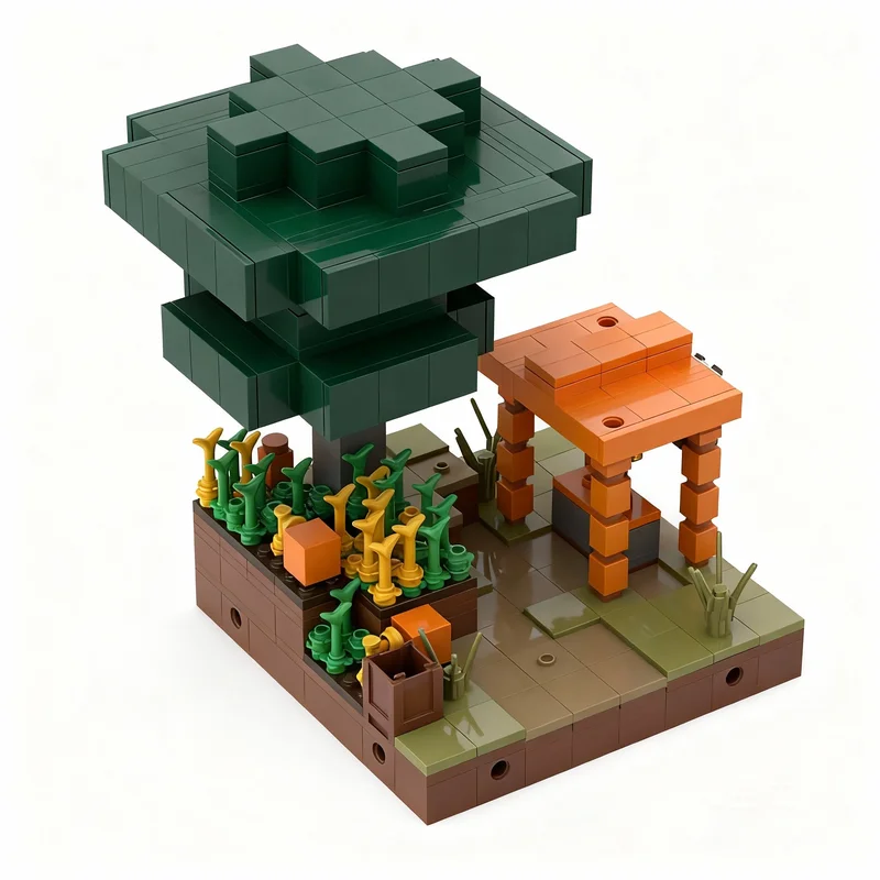 

533PCS MOC Game Series Savanna Village Part B Rendezvous Point 1 Model Building Blocks Collectible DIY Creative Bricks Gift Home