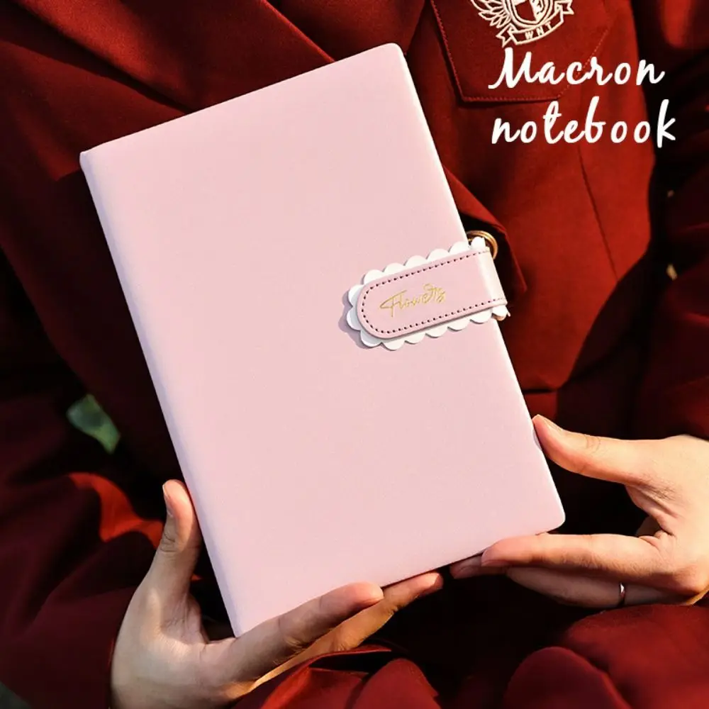 Buku Catatan A5 Warna Macaron Fashion 224 Halaman Buku Pegangan Sampul Tahan Air Portabel dengan Gesper Alat Tulis Buku Catatan Siswa