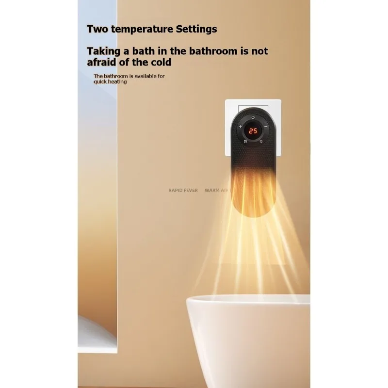 

【SIMPLE】Wall-Mounted For Mini Electric Heater, Colorful Light, Suitable For Office Desk, Home Use, EU Plug