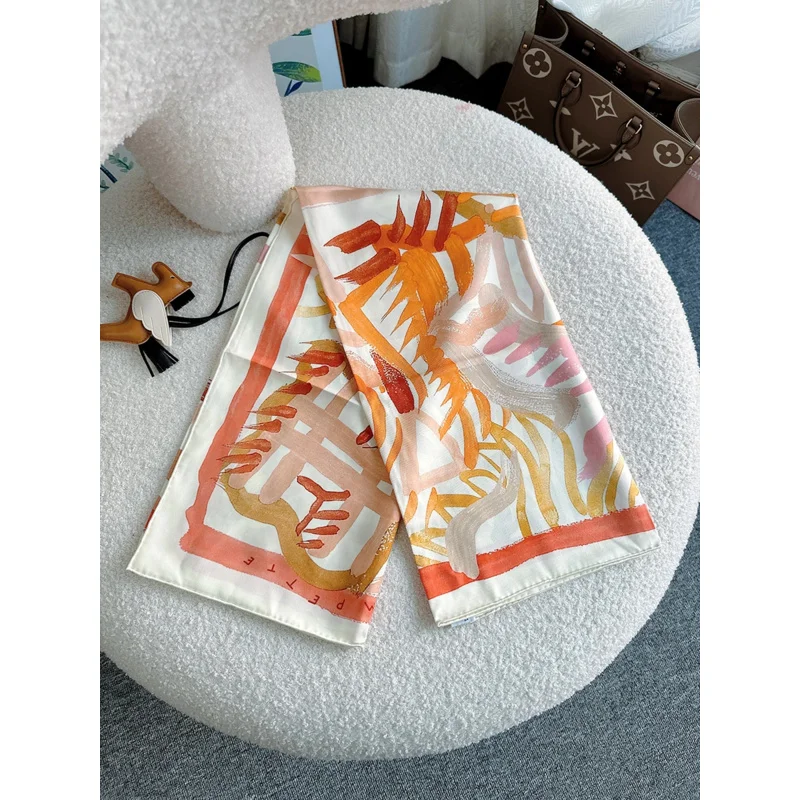 Tangerine scarves luxury replica brands hijabs for woman room scarf VIP luxury scarf rolled edges detached photo headscarf wrap