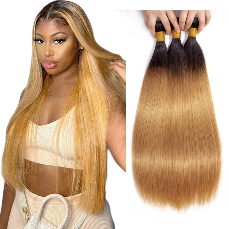 26 Zoll glatte Haarbündel aus Echthaar, weich und seidig, hochwertiges brasilianisches Remy-Haar für Frauen, Farben 1B 2 4 27 99J, 100g/Stück – Detail 10