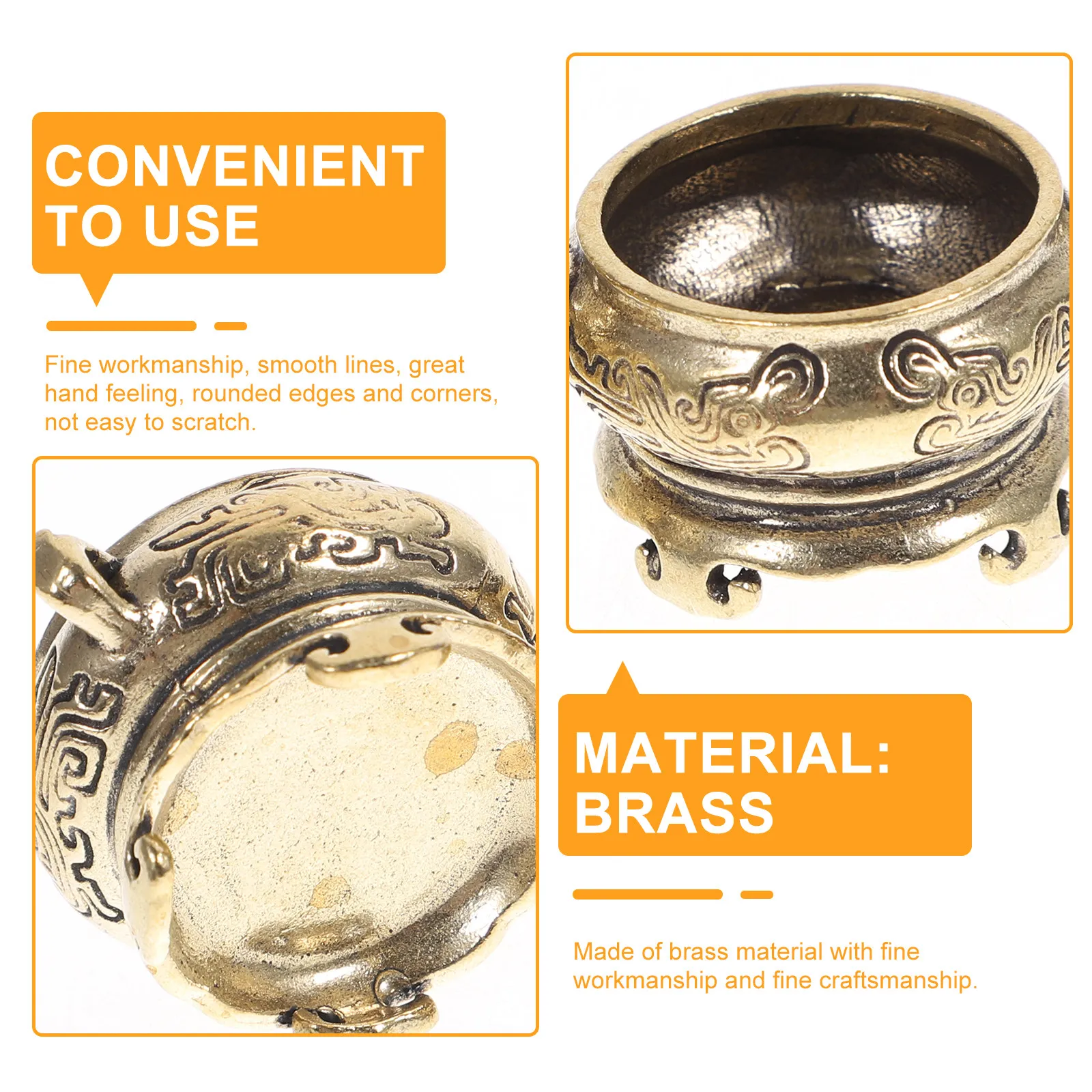 2Pcs Mini Brass Incense Burner Retro Sturdy Desktop Incense Burner for Home Office Vintage Decor Aromatherapy Holder