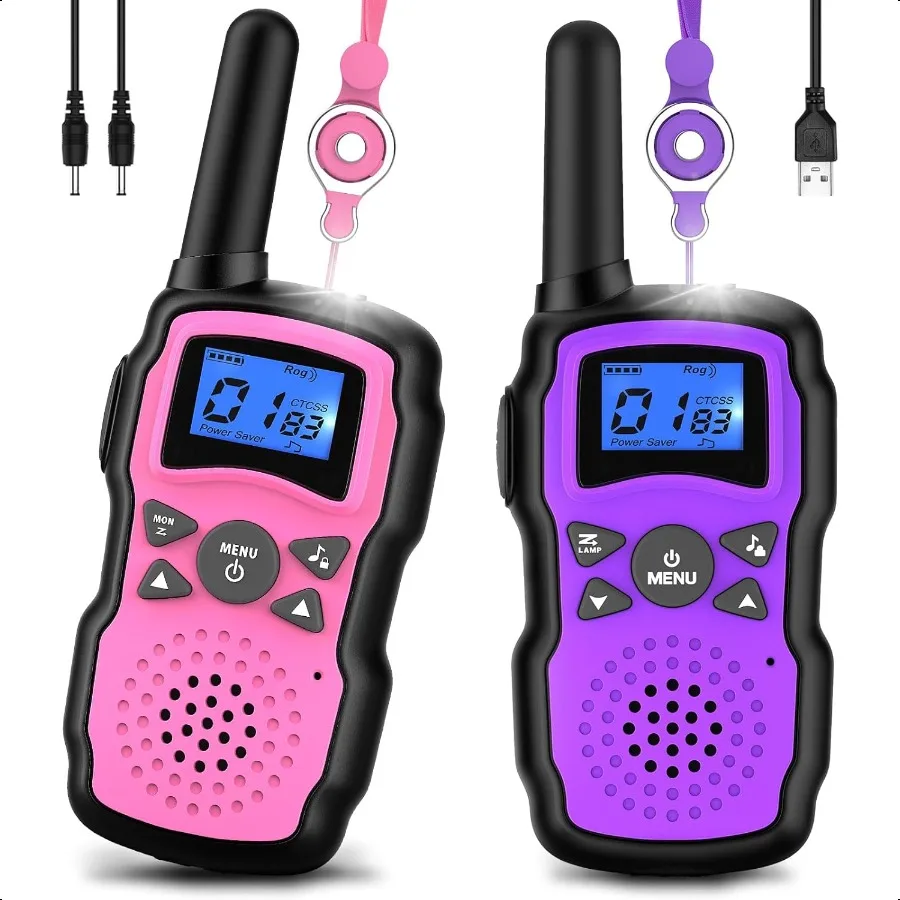 

Walkie Talkies for Rechargeable with USB Charger 6000mAh BatteryOutdoor Camping Games with Flashlight Lanyard Toys for Girls Ha
