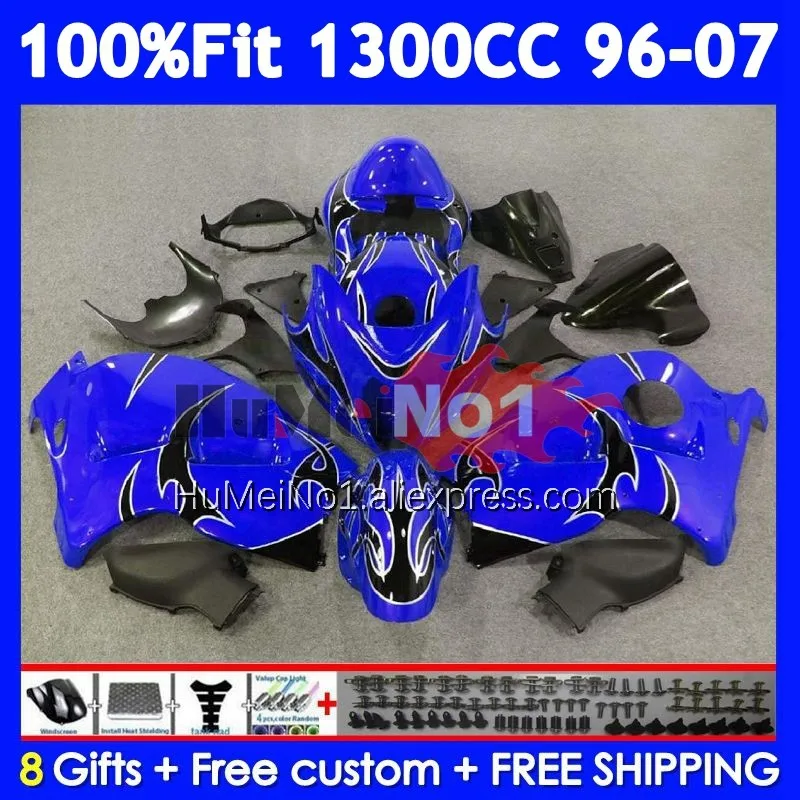 Fairing For SUZUKI Hayabusa GSXR-1300 GSXR 1300 CC 125No.67 GSXR1300 1996 1997 1998 1999 2000 2001 02 03 04 05 Blue&flames 06 07