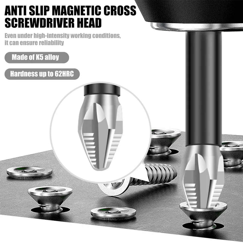 K5 Strong Magnetic Screwdriver Drill Bit Set Non-slip Alloy Steel Cross Head Impact Resistant Bits Electric Screwdriver Tips