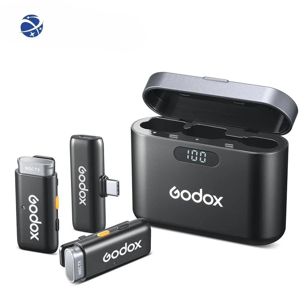 

Godox WES2 Kit2 Беспроводной петличный микрофон для iPhone 8H Срок службы батареи Двухканальный беспроводной микрофон 2,4G Дальность шума 200 м