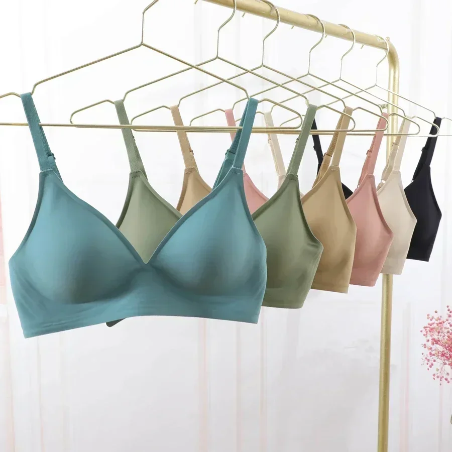 Latexové želé spodní prádlo bezešvé podprsenky pro ženy s bezdrátovým připojením, odnímatelná polstrovaná bralette, jeden kus, podprsenka bez kostic, pohodlné - náhled 6
