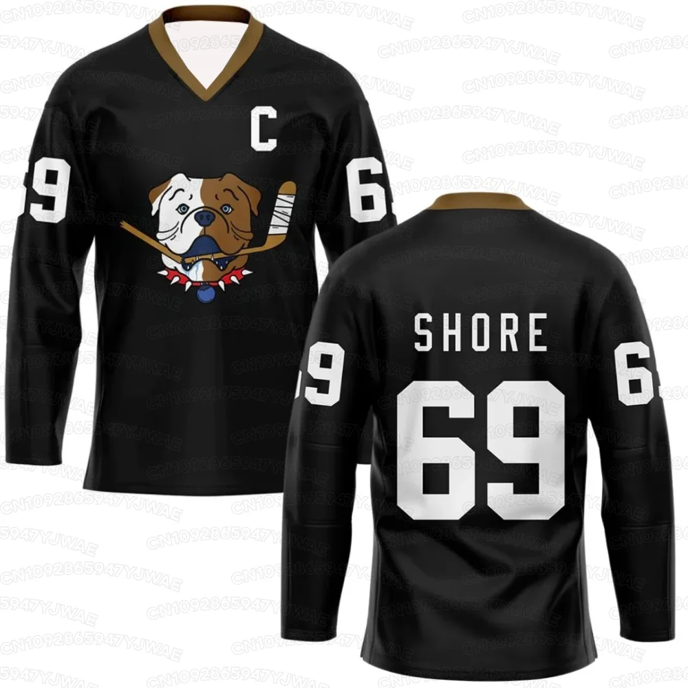 Herren Damen Shoresy Shore 69 Sudbury Blueberry Bulldogs Jersey Merch Hockey Top Lustiges Geschenk Langarm V-Ausschnitt T-Shirt – Detail 3