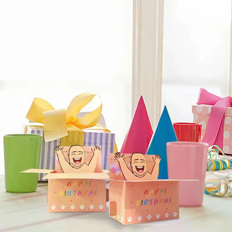 1Pcs Humorous 3D Terrifying Bald Character Design Whimsical Card Hilarious Happy Birthday Card DIY Accessories