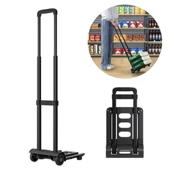 2 Rounds Folding Hand Truck Small Lightweight Cart Portable Telescopic Handle Port Dolly Backpack Luggage Travel Moving