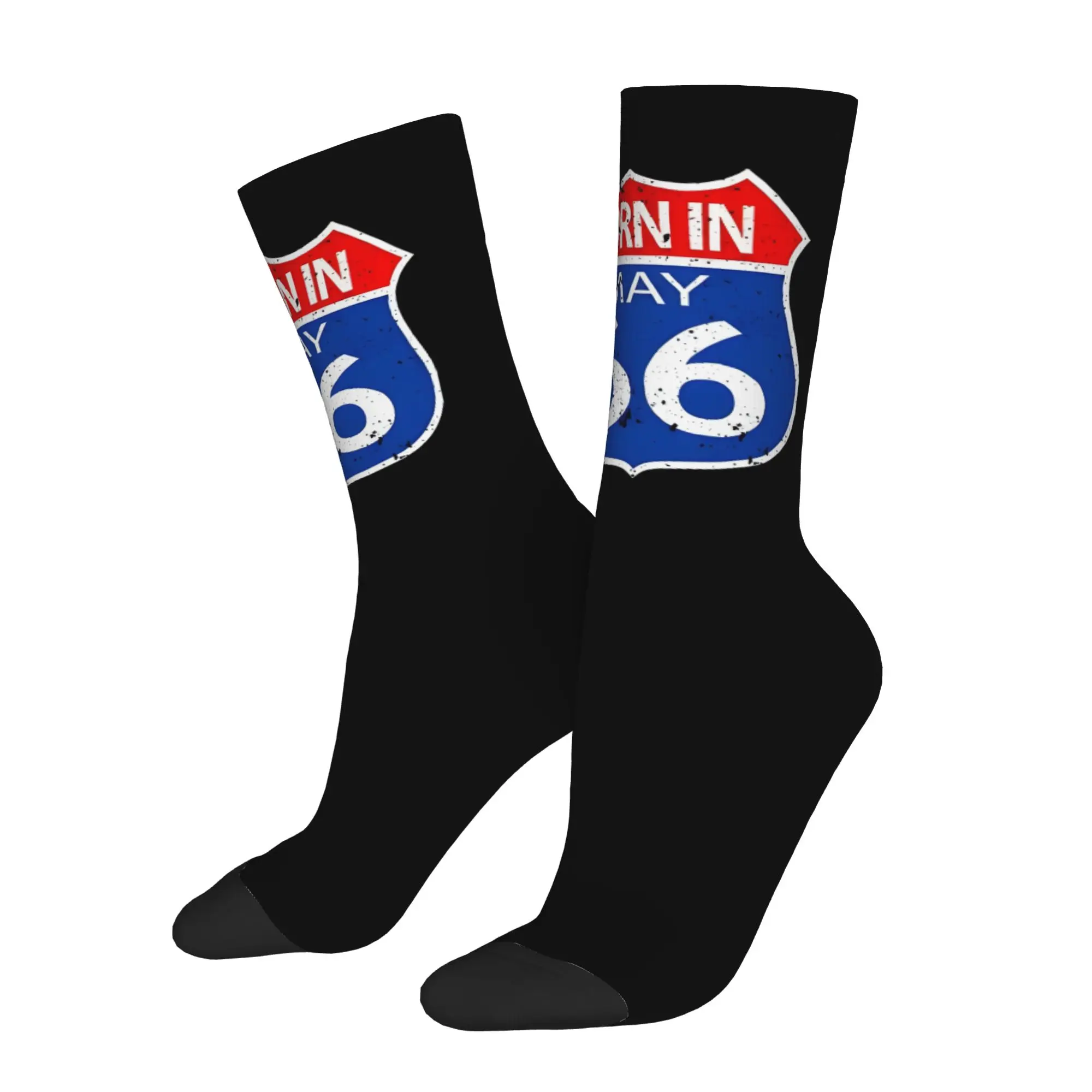 Funny Sock 60 Years Born In May 66 Vintage Seamless Pattern Printed Men Crew Socks Casual Men's Socks