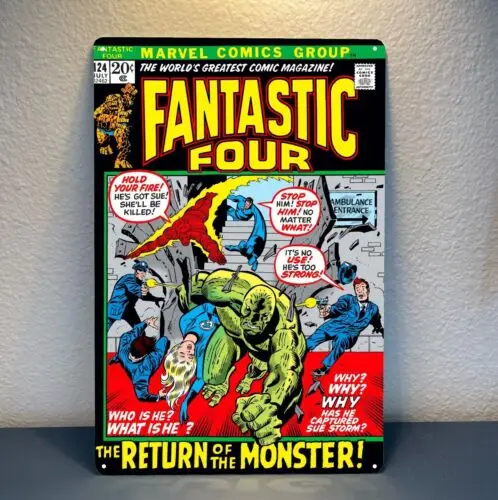 Fantastic Four No.124 Retro Comic Book Metal Poster Tin Sign - 20x30cm Plate