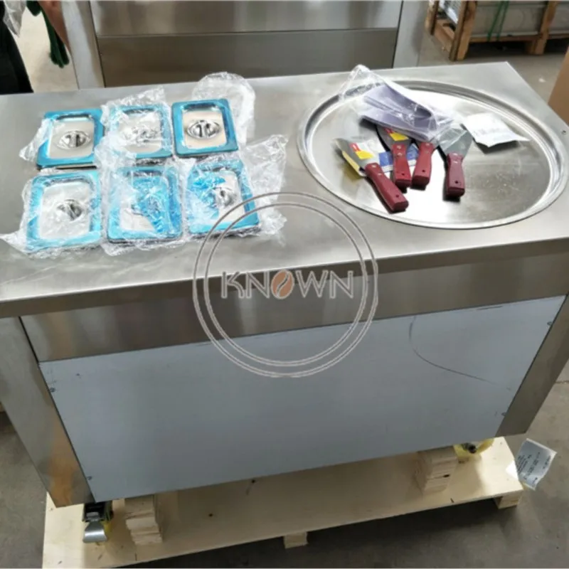 Electric Commercial Fried Roll Ice Machine Single Pan Stainless Steel Fried Ice Machine Ice Cream Machine 45cm For Food Shop