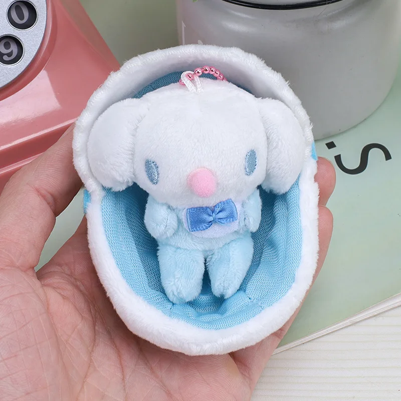 Sanrio Plush Dolls Cradle Pacifier Cinnamoroll Hello Kt My Melody 10Cm Kawaii Cute Anime Plushie Doll Bag Pendant Toys