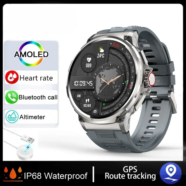 2024 Men's Smart Watch - GPS Track 1.85-Inch Ultra HD AMOLED Screen 710mAh Battery Bluetooth Call Waterproof Durable Fashionable