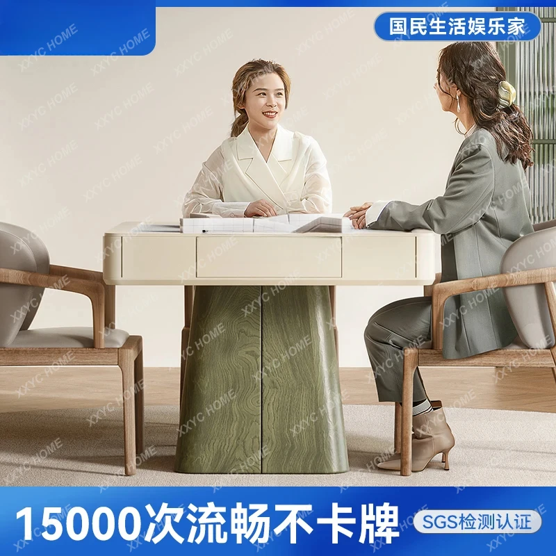 Cream wind solid mahjong machine dining table dual-purpose household automatic mahjong table