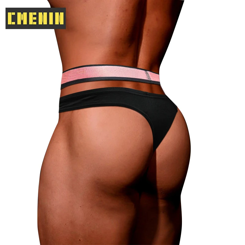 CMENIN 1Pcs Sexy Modal Man Underwear Sissy V-neck Hanging Bikini Briefs Pink Gradient Elastic Band Gays Slips Jockstrap Panties