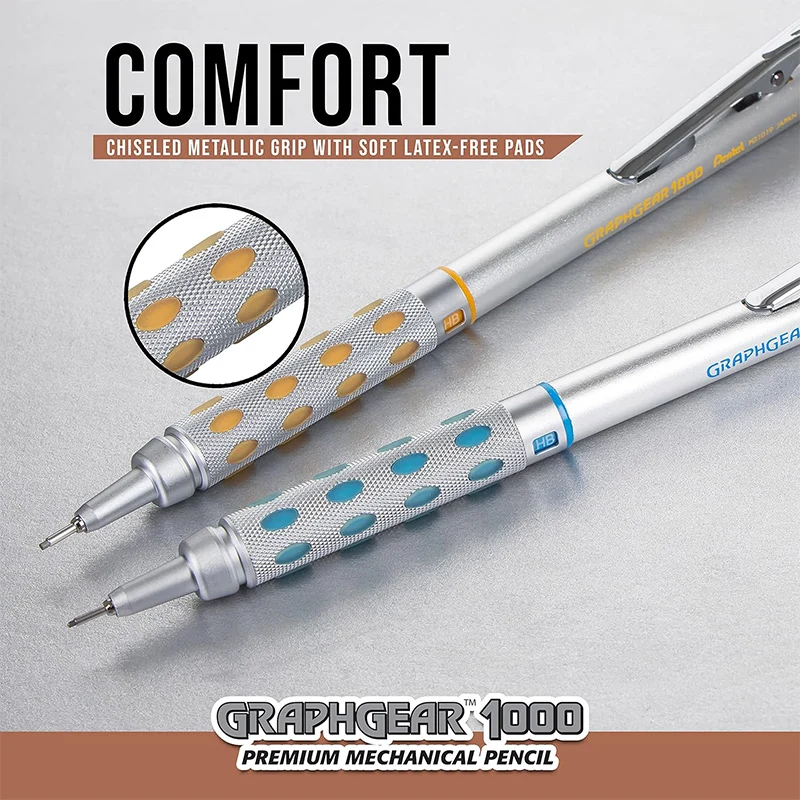 Pentel PG1000 Druckbleistift, Metallstab mit geringer Schwerkraft, professioneller Aktivitätsbleistift, hochwertiges Zeichenzubehör mit mehreren Minen