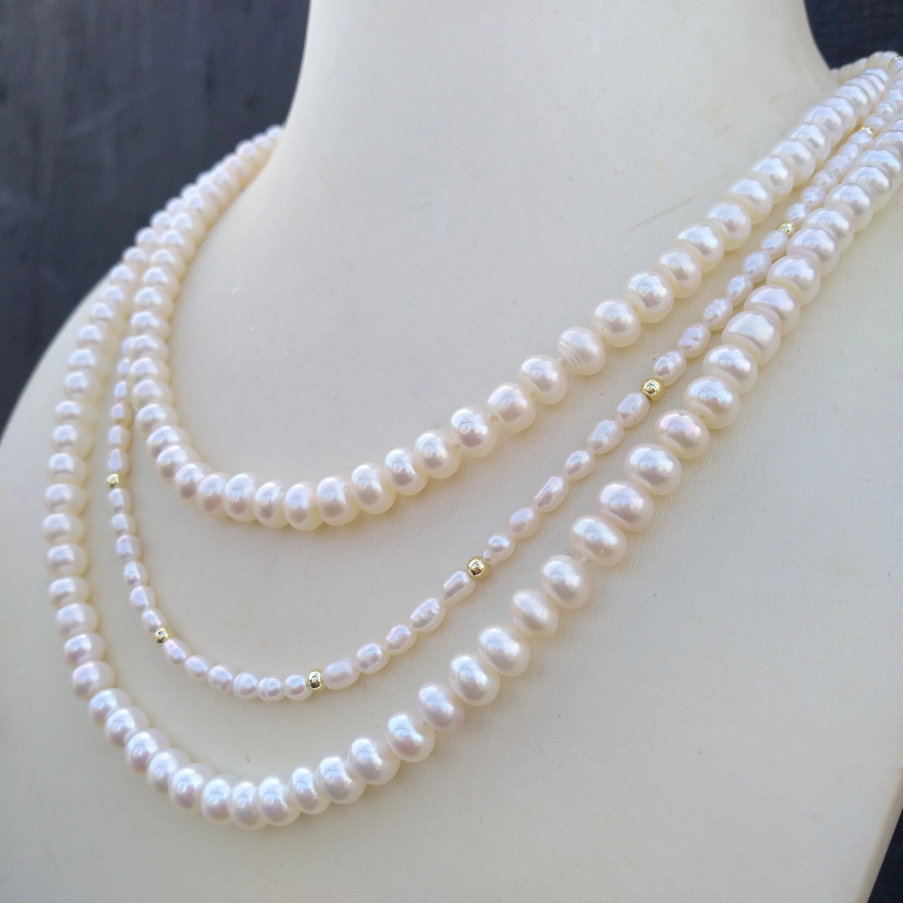 3row Gorgeous Natural Aaa+ Akoya White  Pearl Pendant Necklace 40CM We specialize in pearl jewelry.