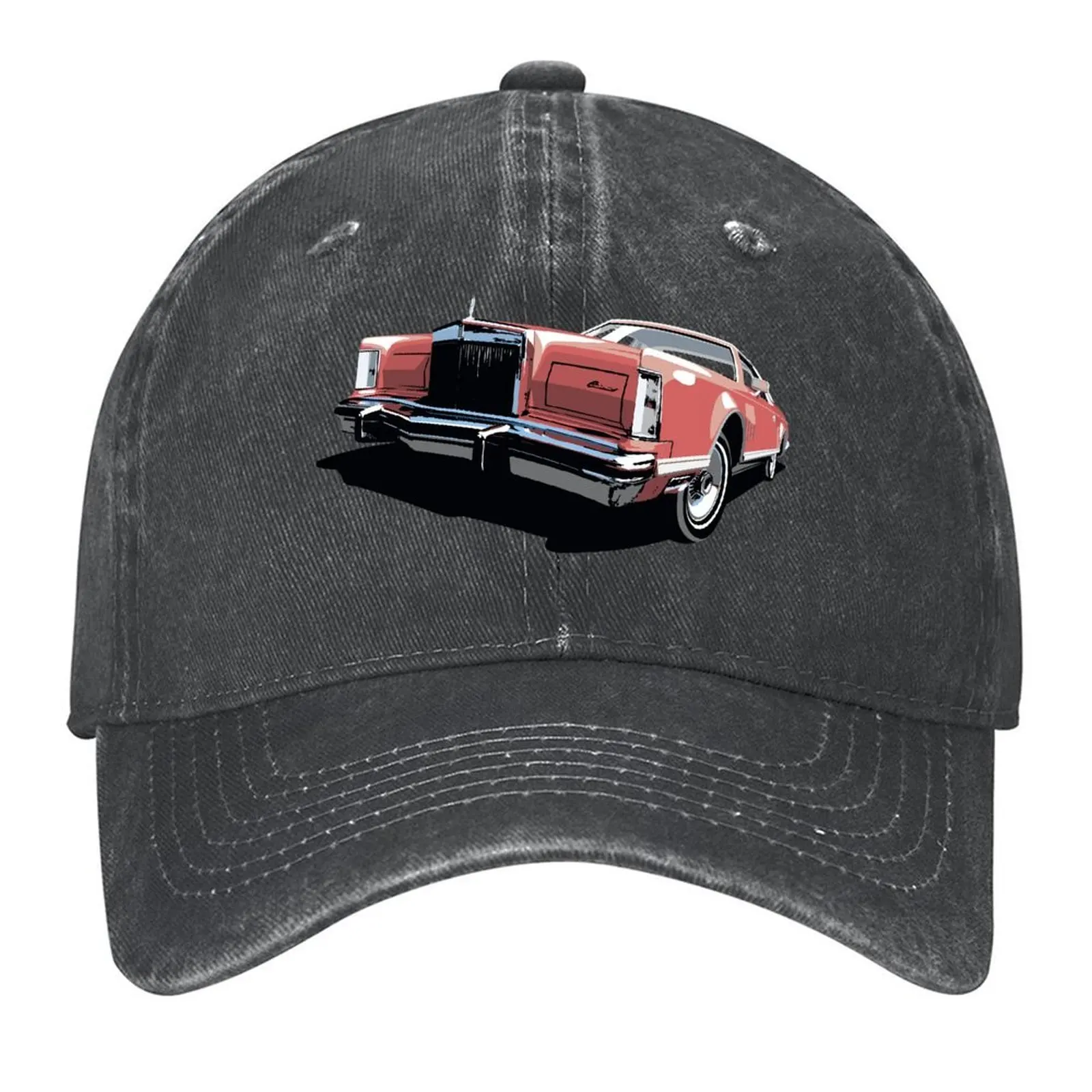 

1970s Lincoln Continental in red Baseball Cap funny hat Hood Christmas Hat New In The Hat Women's Golf Wear Men's