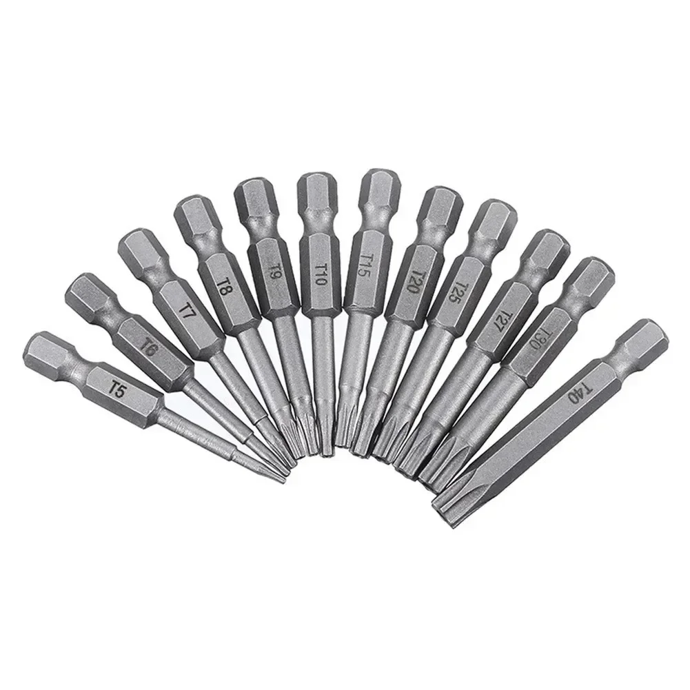 1pc 50mm Torx Screwdriver Bits With HoleT5 T7 T8 T9 T15 T20 T25 T27 T30 T40 1/4Inch Hex Shank Electric Screw Driver Bits