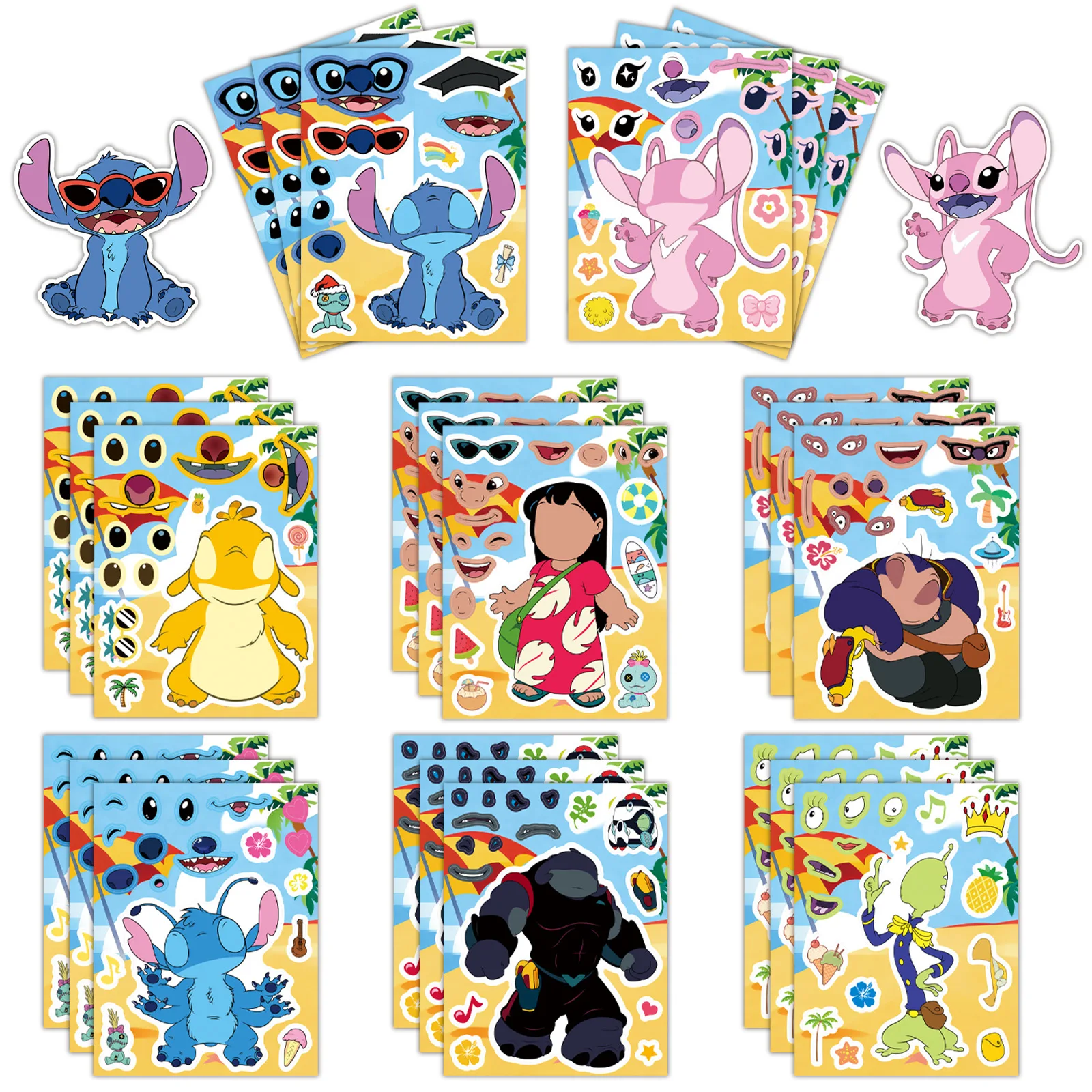 

8pcs Stitch Cartoon Puzzle Stickers Waterproof Decals Stickers For Notebook Suitcase Phone Laptop Skateboard Stickers Toys Gift