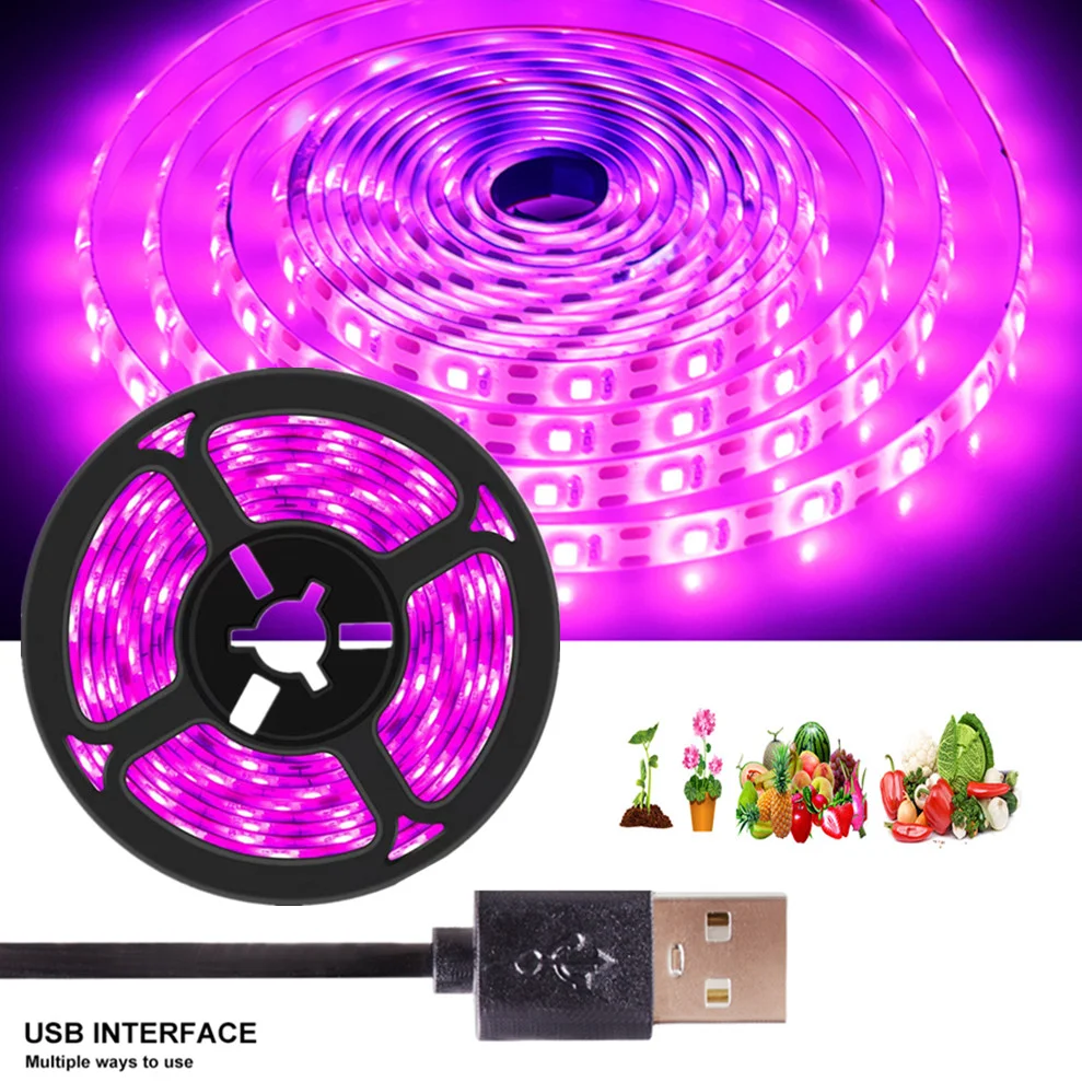 LDHLM 5V USB LED Plant Grow Light Full Spectrum Plant Light Strip Phyto Lamp For Greenhouse Flower Seedling Grow TentHydroponic