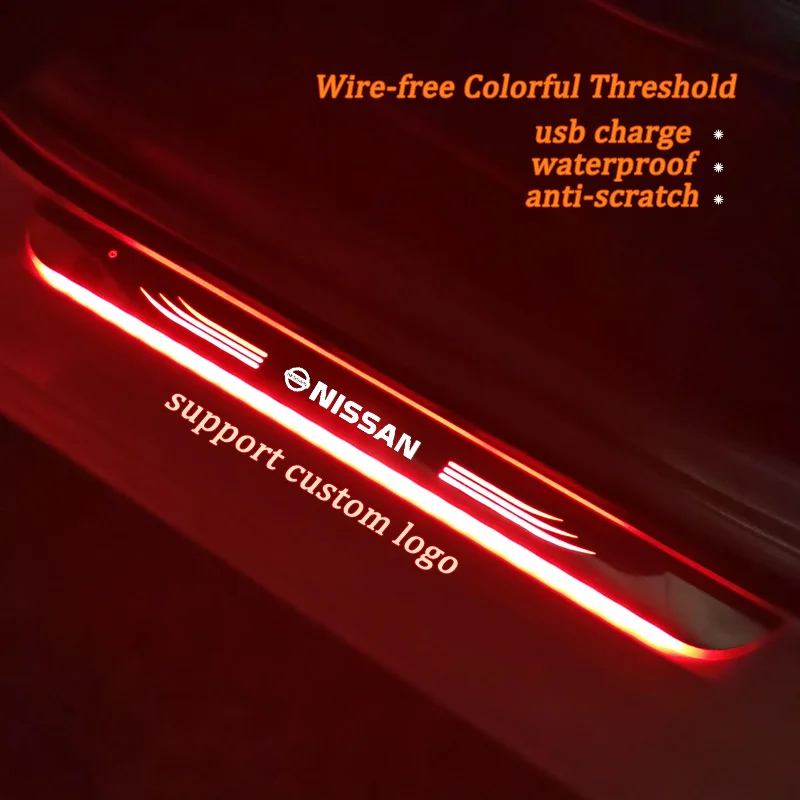 Car Door Sill Trim Pedal For Subaru Skoda Suzuki Nissan 12V USB Led Dynamic Streamer Light
