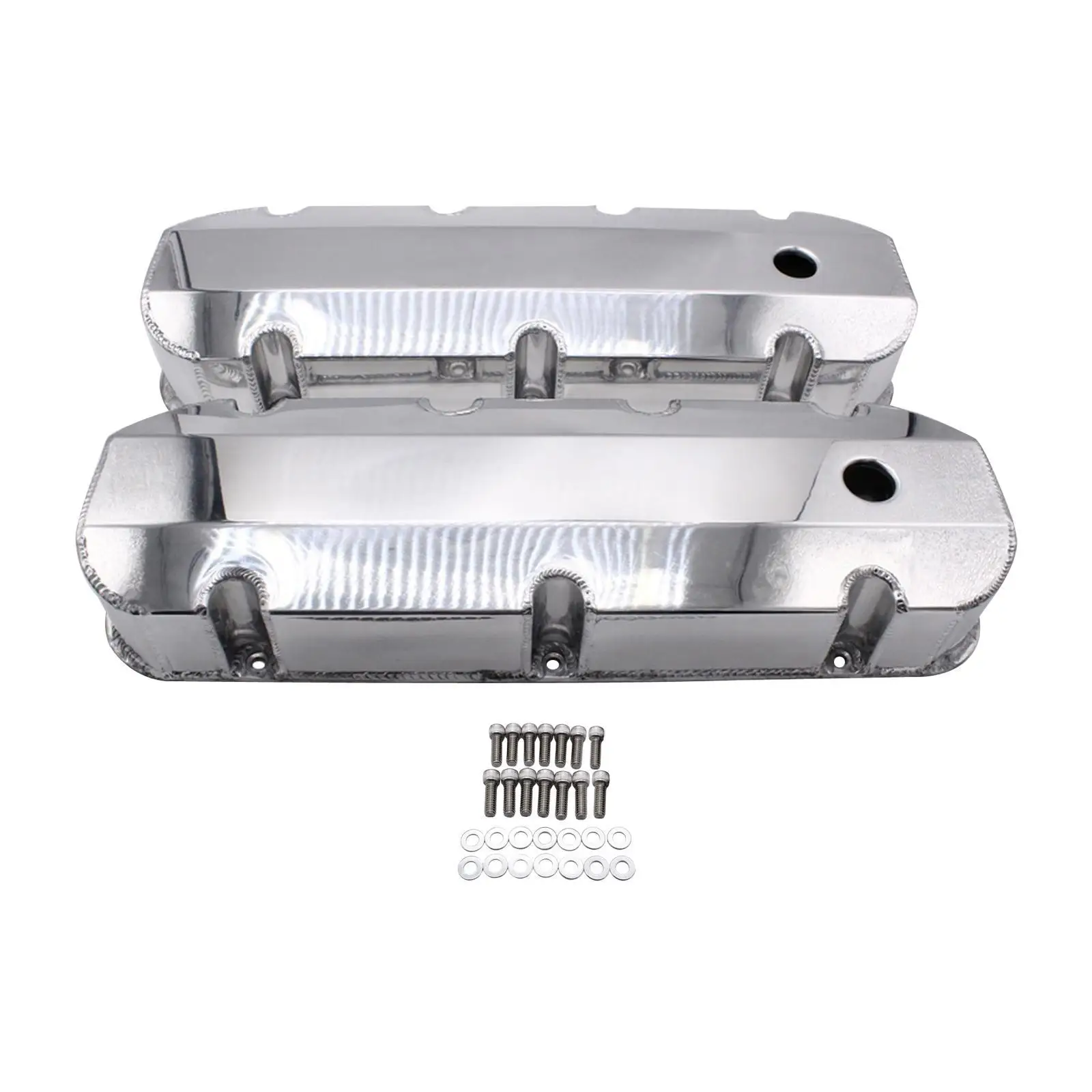 Fabricated Aluminum Valve Covers Kit with Hole Polished for Chevy Bbc 396 427 454 502 Repair Parts Accessory Lightweight