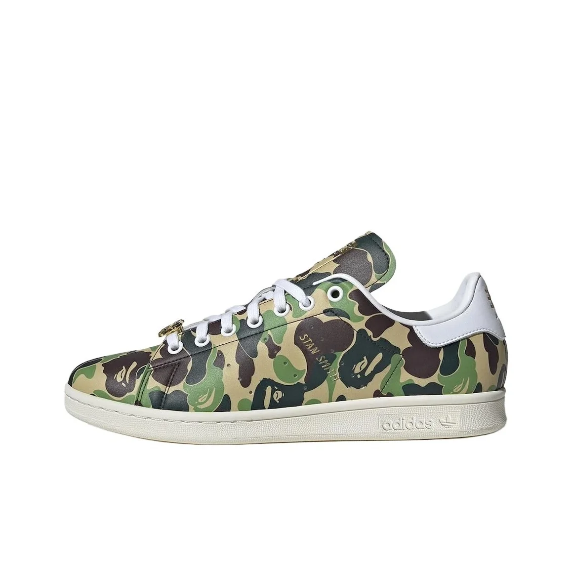 A BATHING APE X Adidas Originals Stan Smith Zapatillas de Skateboard Unisex de Caña Baja Verde/Marrón IG8949