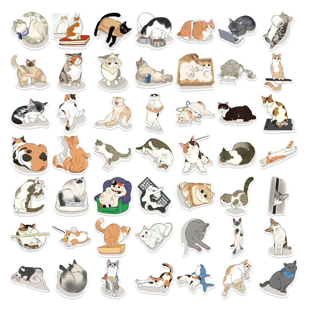 10/30/50 ชิ้นสติกเกอร์สัตว์แมวน่ารักตลกสร้างสรรค์สติกเกอร์กราฟฟิตี้สำหรับสเก็ตบอร์ดโทรศัพท์กระเป๋าเดินทางการ์ตูนสติกเกอร์กันน้ำของขวัญ